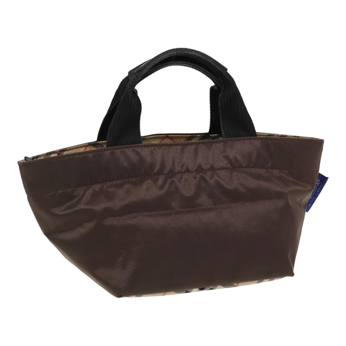 Burberry Nova Check Blue Label Hand Bag Canvas Brown Auth yb594