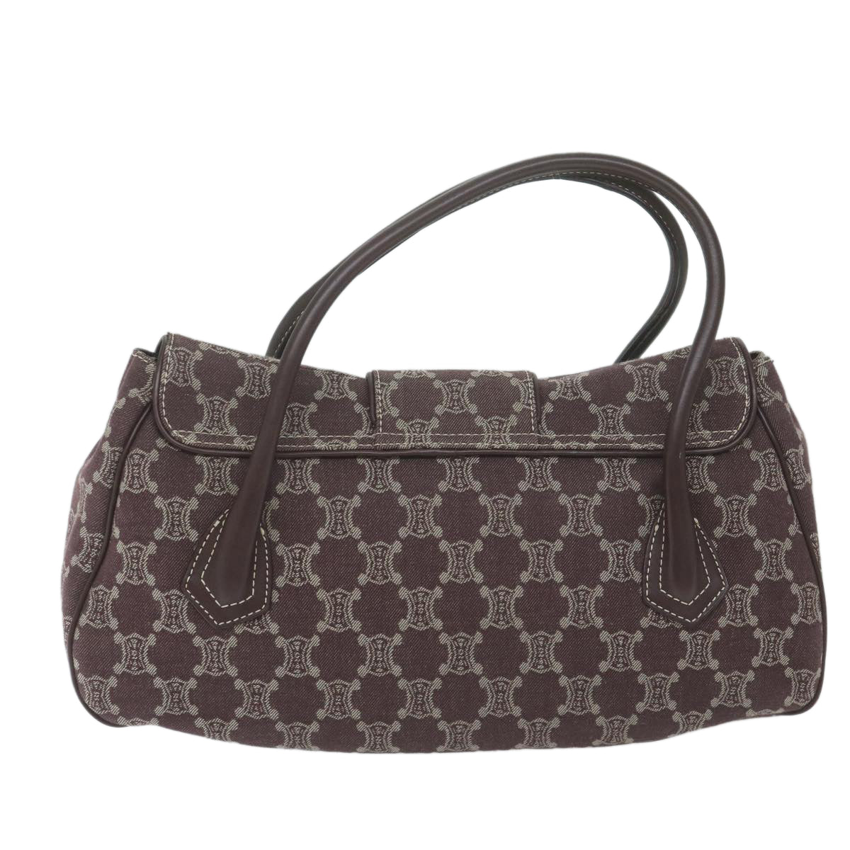Luxury CELINE Paris Macadam Canvas Hand Bag Brown 10161