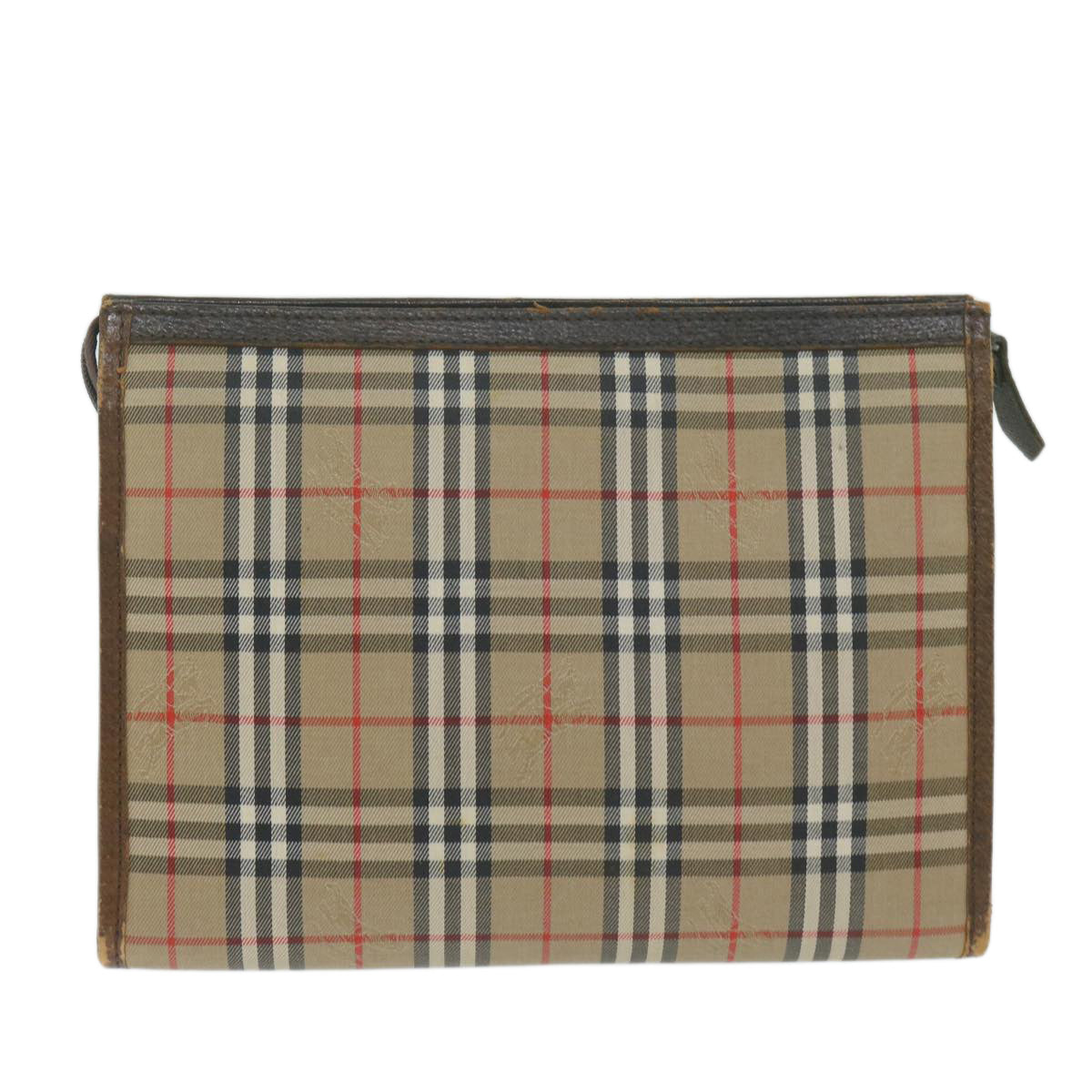 Burberry Nova Check Clutch Bag Nylon Canvas Beige Auth yk10180