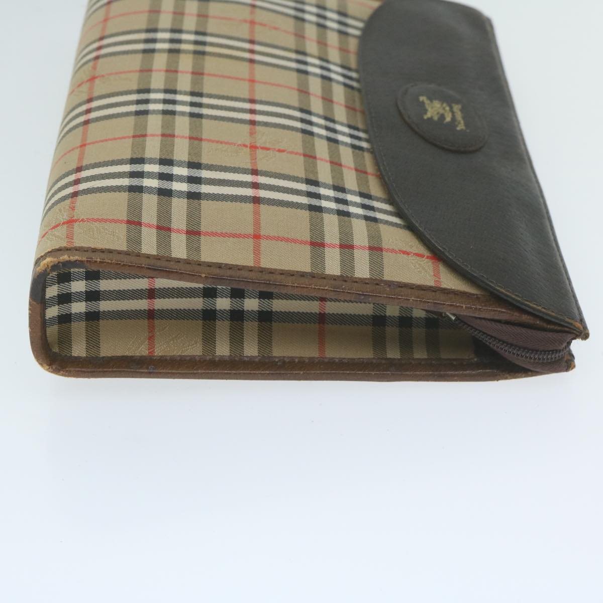 Burberry Nova Check Clutch Bag Nylon Canvas Beige Auth yk10180