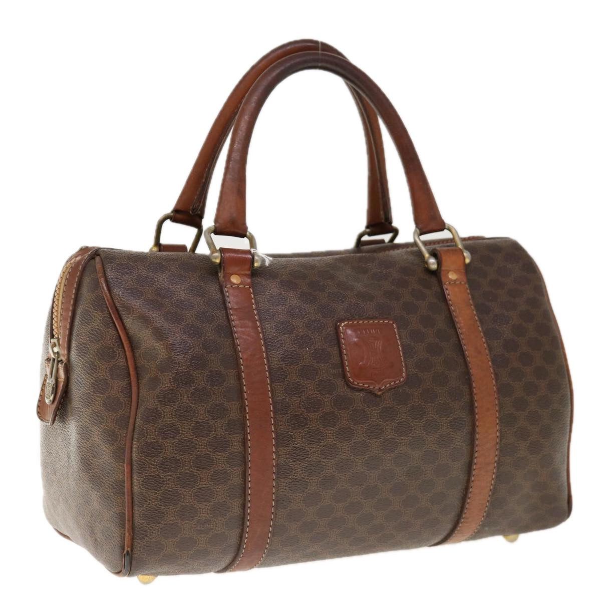Luxury CELINE Macadam Canvas Boston Bag PVC Brown 10309