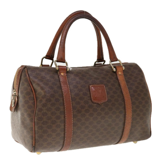 Luxury CELINE Macadam Canvas Boston Bag PVC Brown 10309