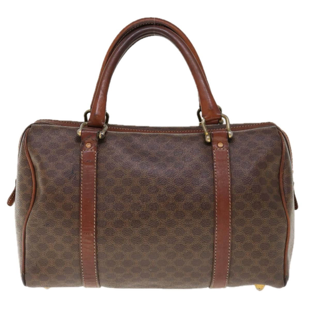 Luxury CELINE Macadam Canvas Boston Bag PVC Brown 10309