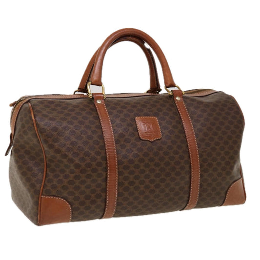 Luxury CELINE Macadam Canvas Boston Bag PVC Brown 10313