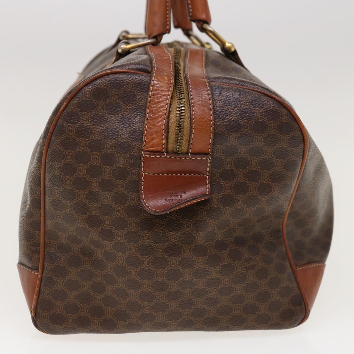 Luxury CELINE Macadam Canvas Boston Bag PVC Brown 10345