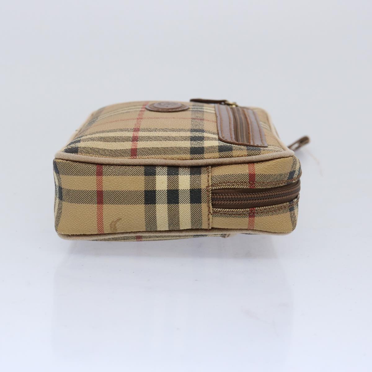 Burberry Nova Check Clutch Bag PVC Leather Beige Auth yk10533