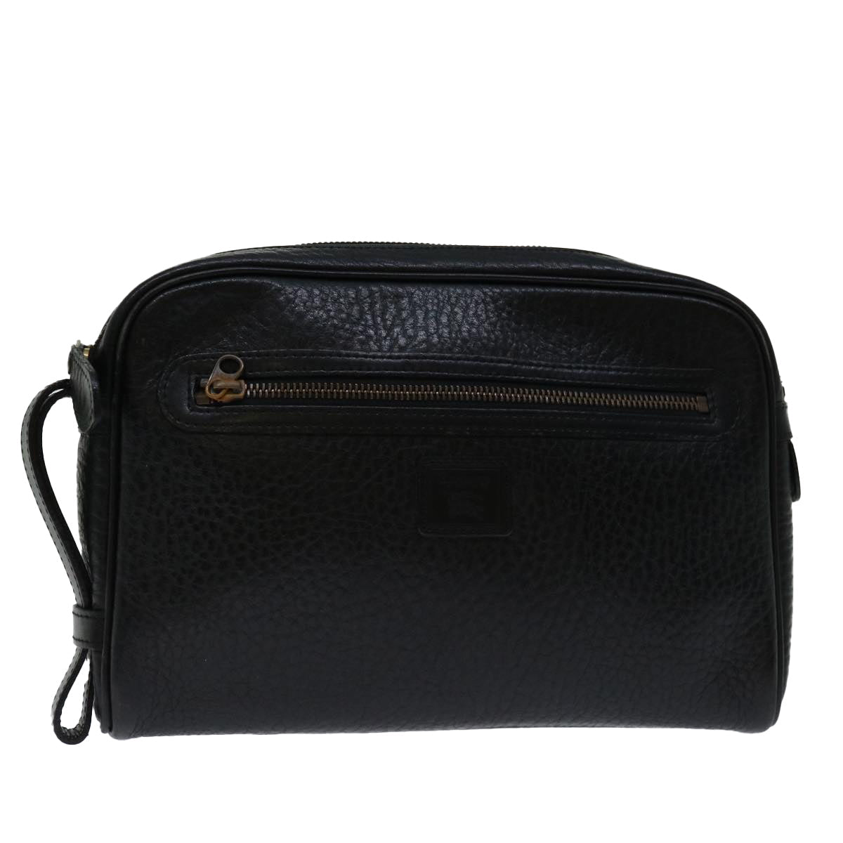 Burberry Clutch Bag Leather Black Auth yk11126