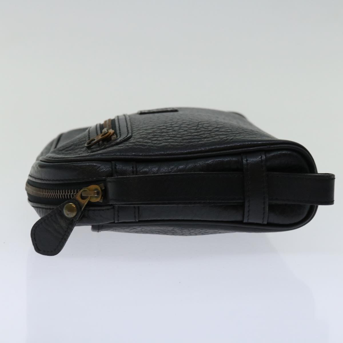 Burberry Clutch Bag Leather Black Auth yk11126