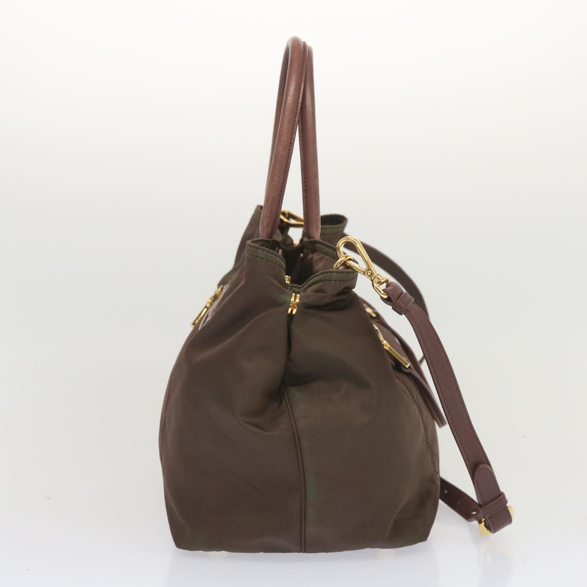 PRADA Hand Bag Nylon 2way Brown Auth yk11190