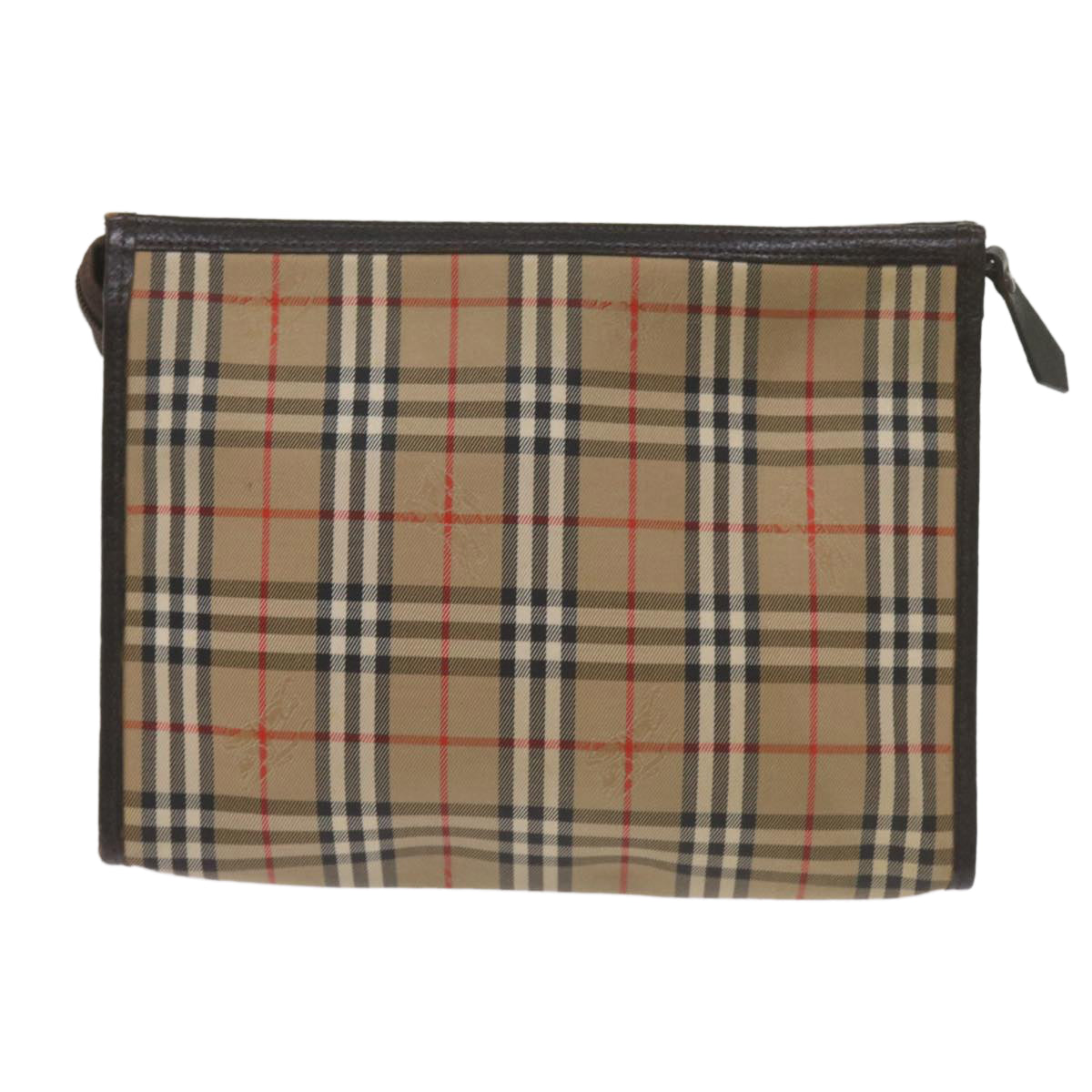 Burberry Nova Check Clutch Bag Canvas Black Beige Auth yk11237