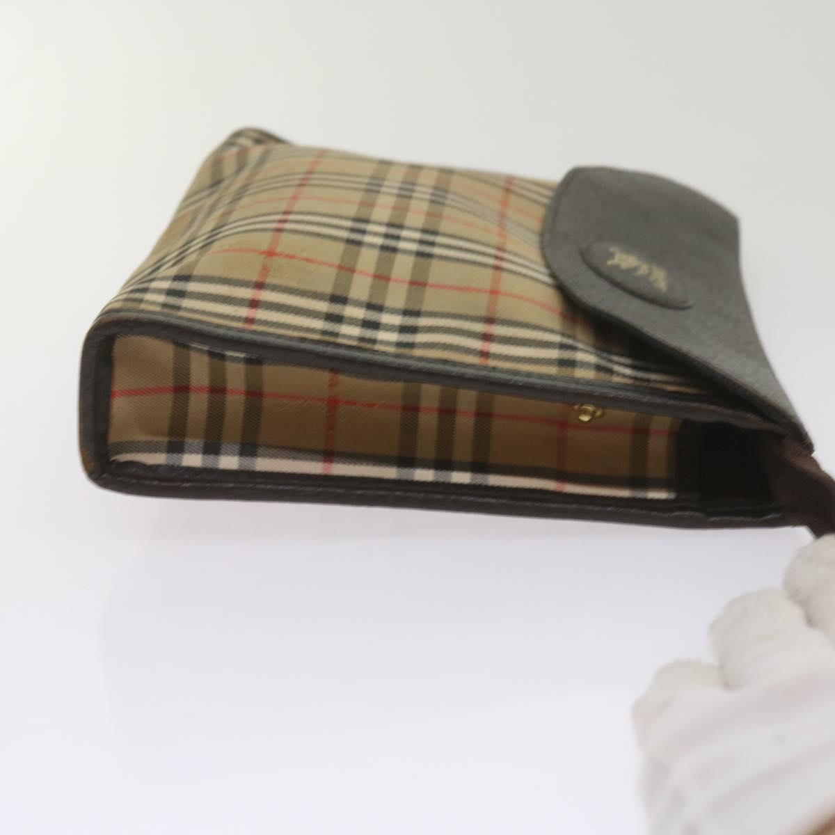 Burberry Nova Check Clutch Bag Canvas Black Beige Auth yk11237