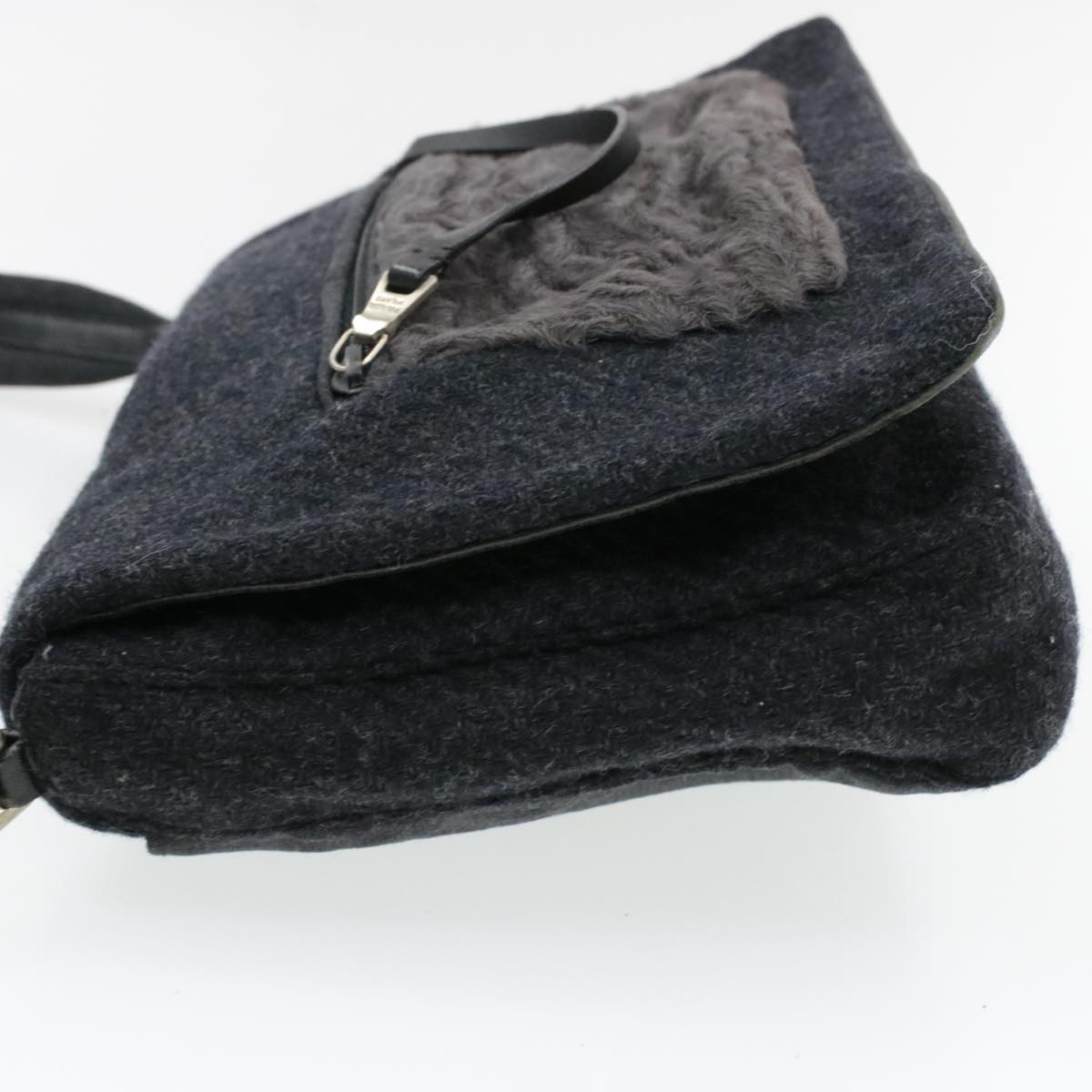 PRADA Suede Shoulder Bag Black Auth