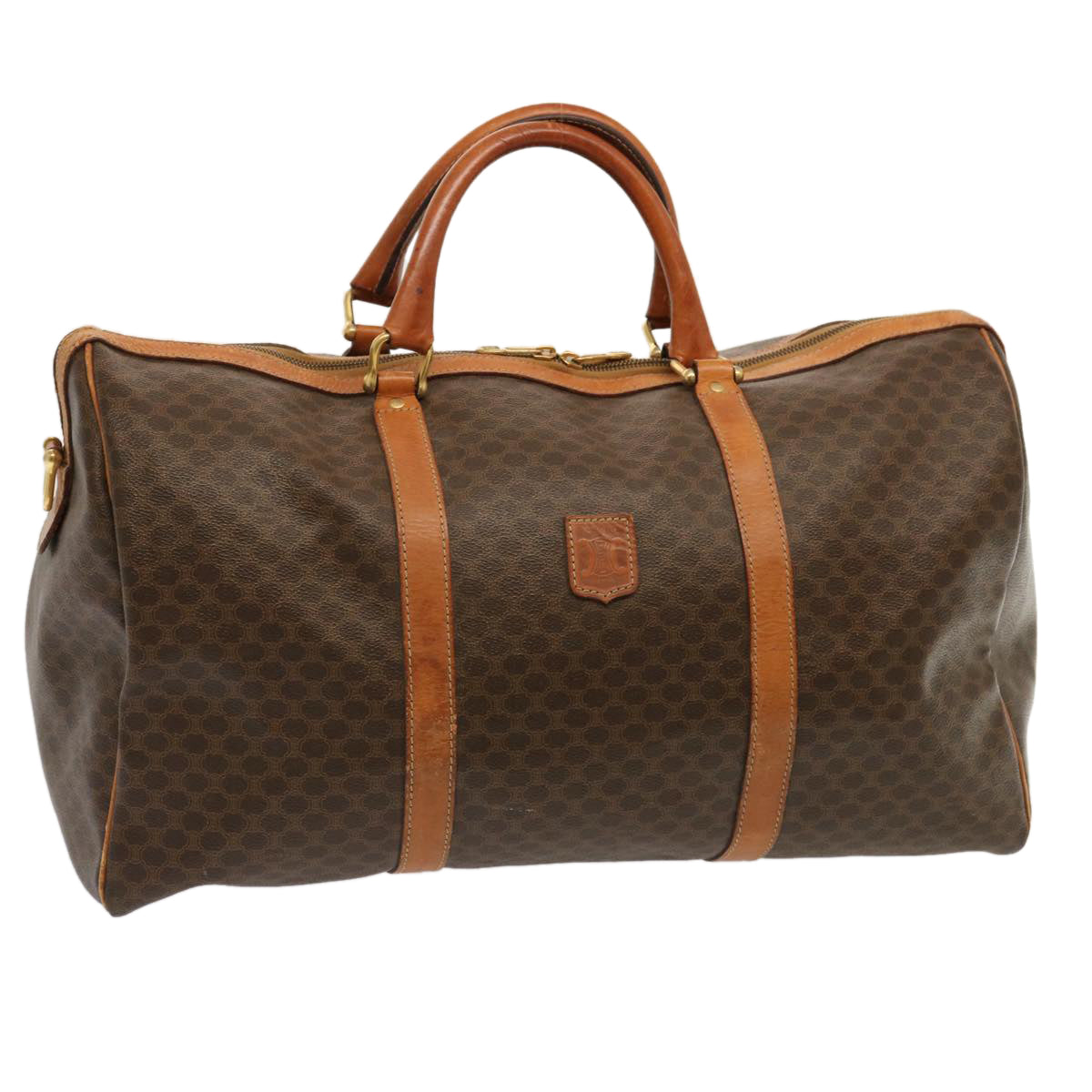 Luxury CELINE Macadam Canvas Boston Bag PVC Brown 11520