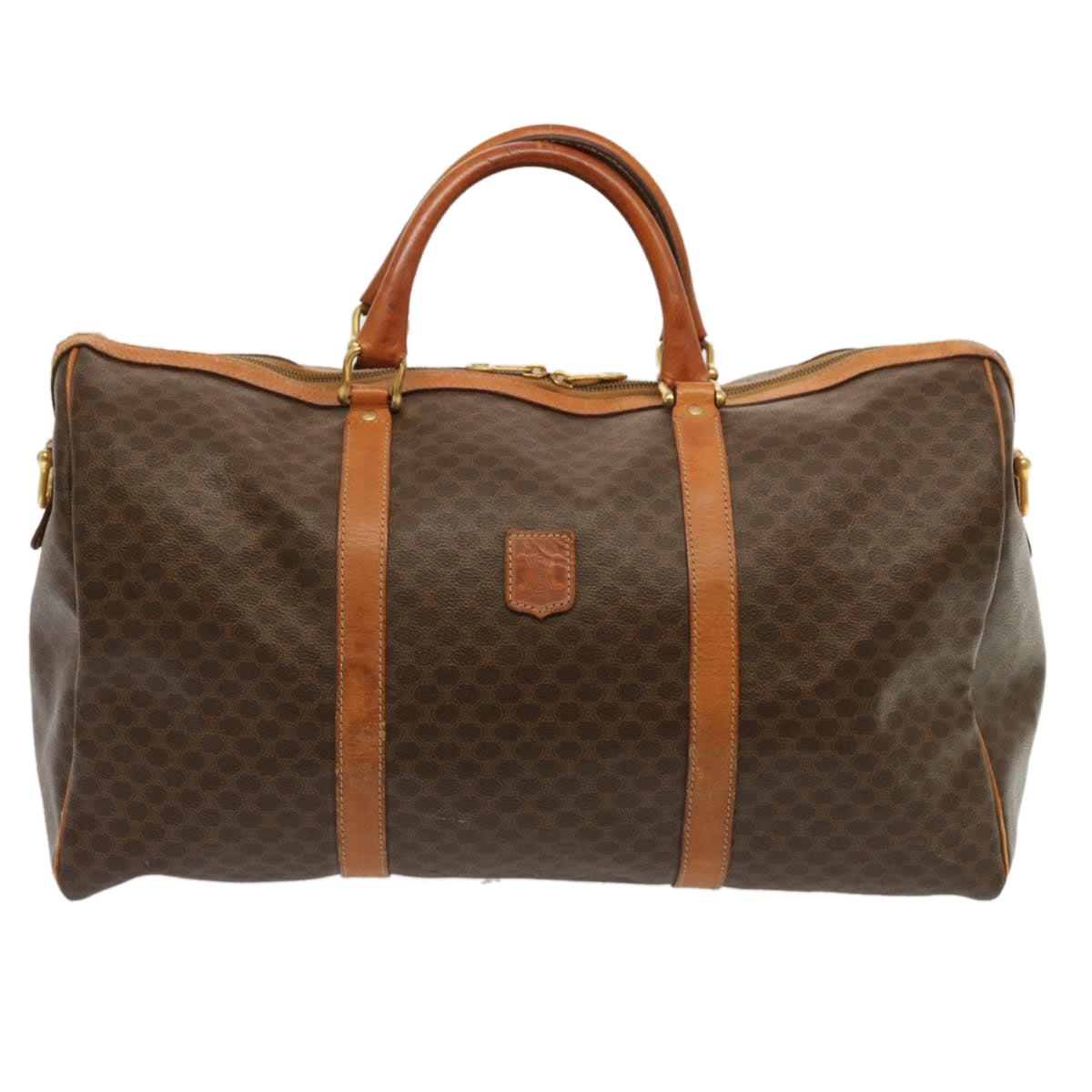 Luxury CELINE Macadam Canvas Boston Bag PVC Brown 11520