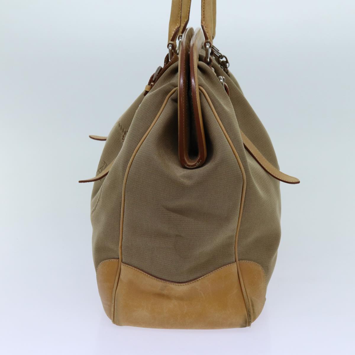 PRADA Tote Bag Canvas Beige Auth yk11521