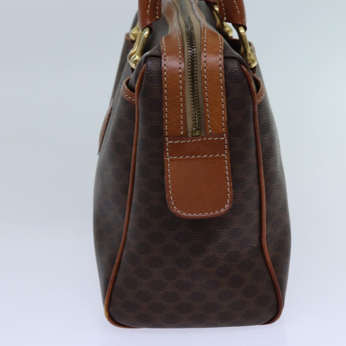 Luxury CELINE Macadam Canvas Hand Bag PVC Brown 11723