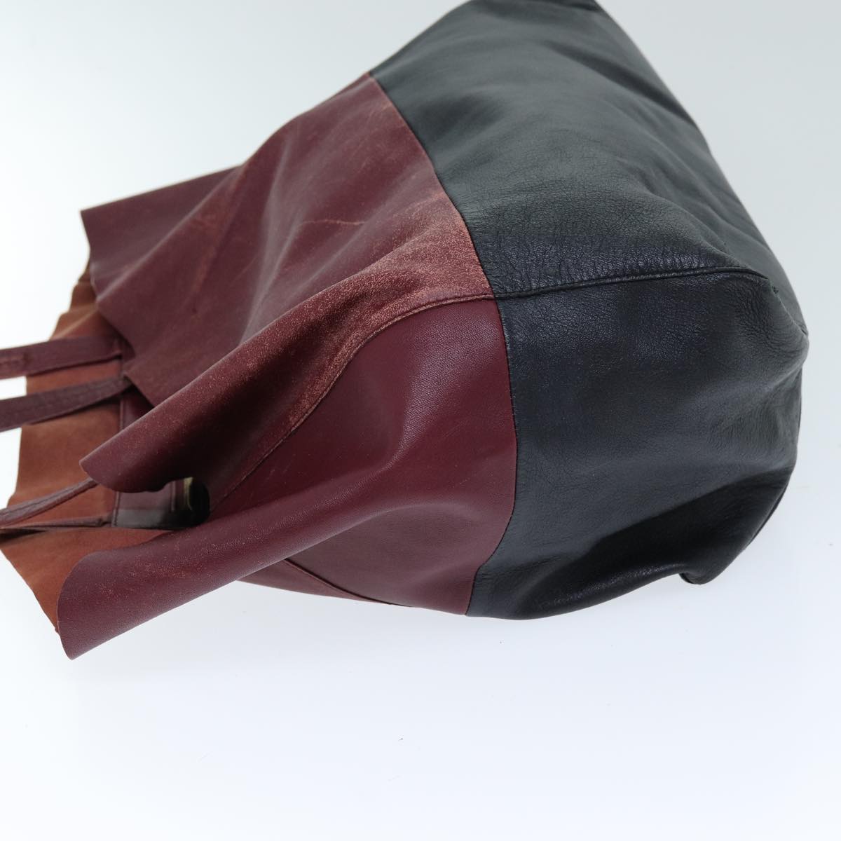 Luxury CELINE Horizontal Cabas Tote Bag Leather Red Black 11970