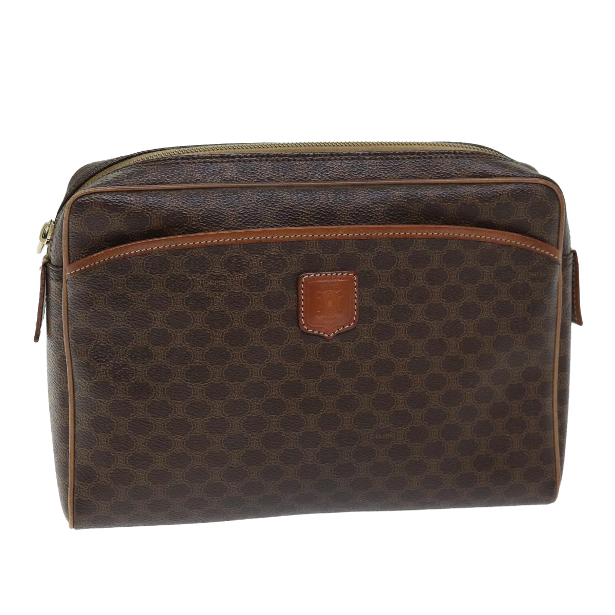 Luxury CELINE Macadam Canvas Clutch Bag PVC Brown 12150