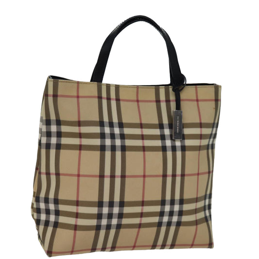 Burberry Nova Check Hand Bag Coated Canvas Beige Auth yk12299