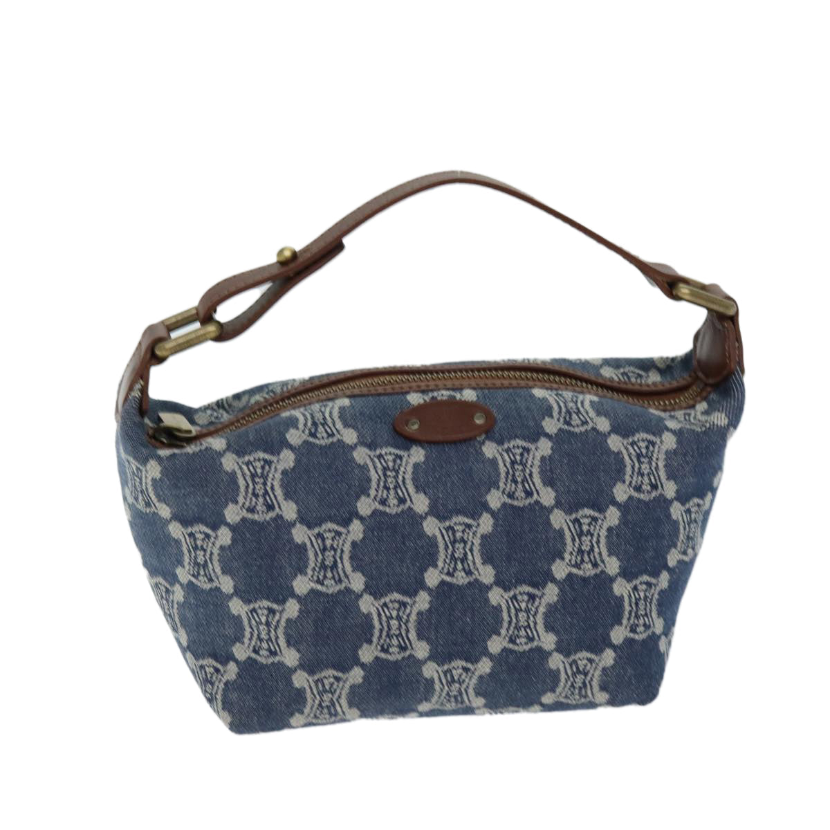 Luxury CELINE Paris Macadam Canvas Hand Bag Blue 12656A