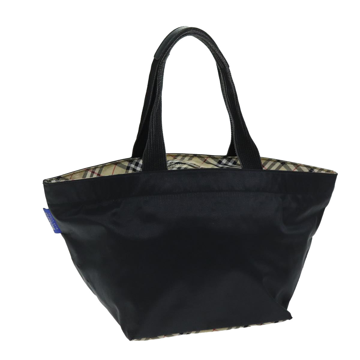 Burberry Nova Check Blue Label Tote Bag Nylon Black Auth yk12675