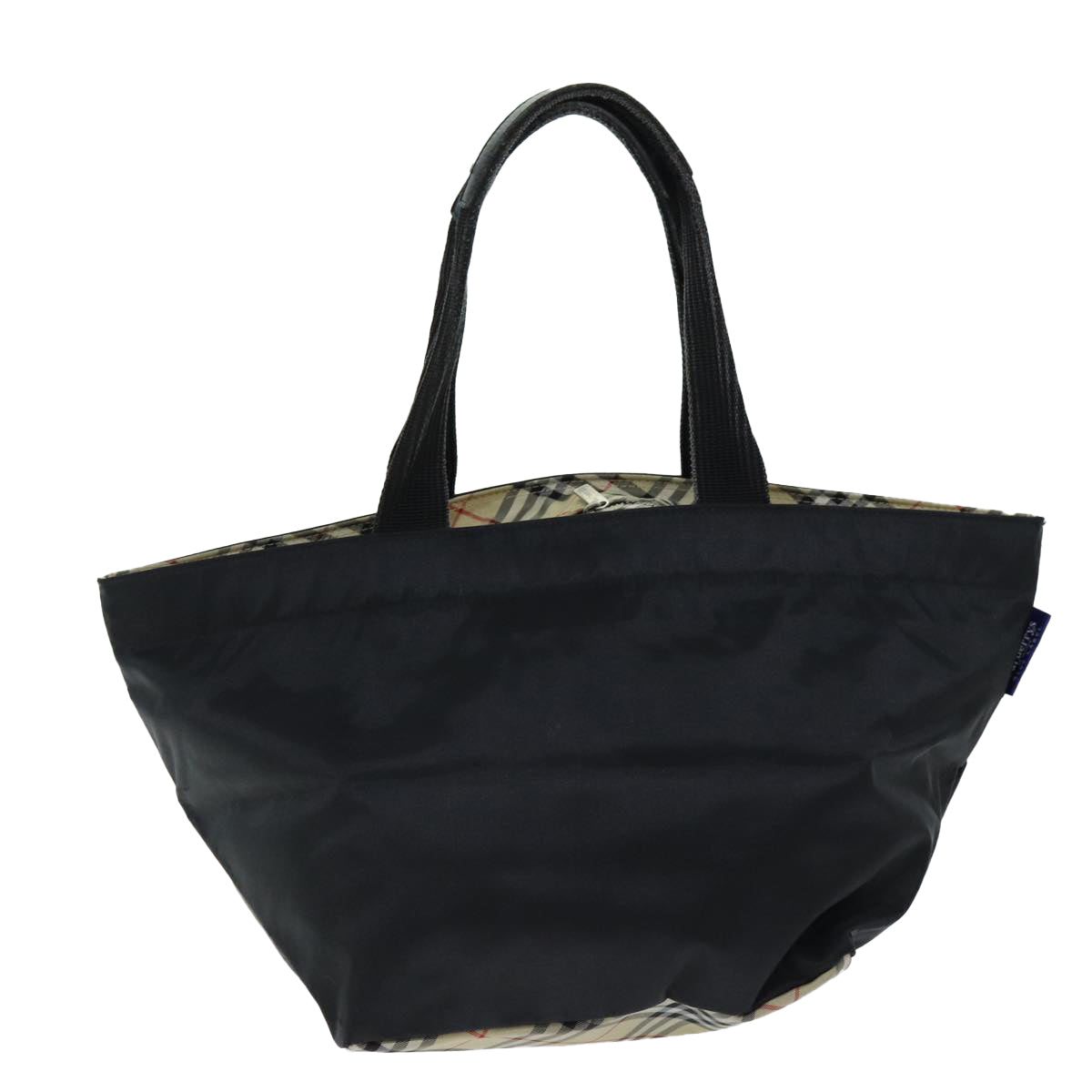 Burberry Nova Check Blue Label Tote Bag Nylon Black Auth yk12675