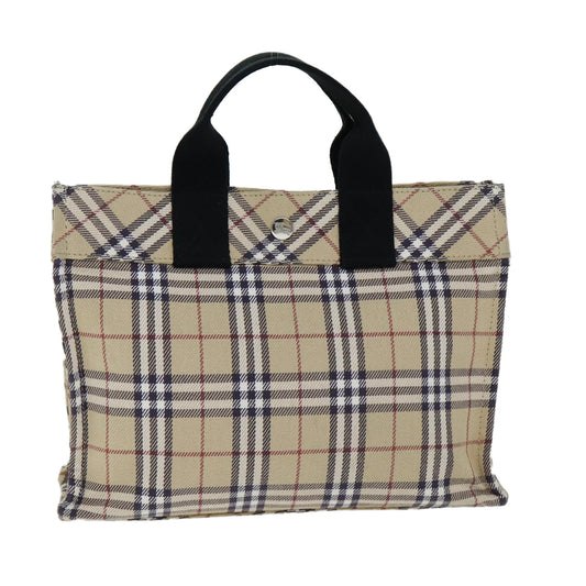 Burberry Nova Check Blue Label Hand Bag Canvas Beige Auth yk12723