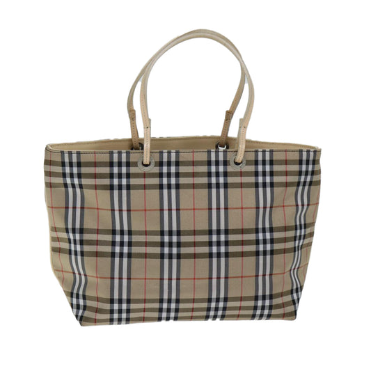 Burberry Nova Check Hand Bag Nylon Beige Auth yk12778