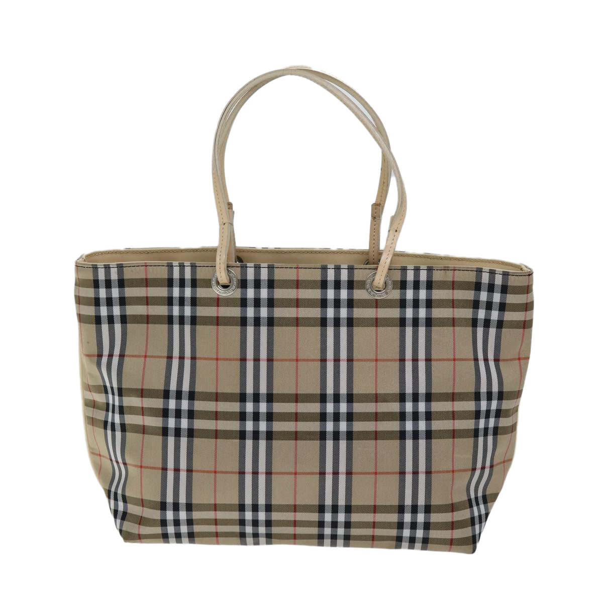 Burberry Nova Check Hand Bag Nylon Beige Auth yk12778