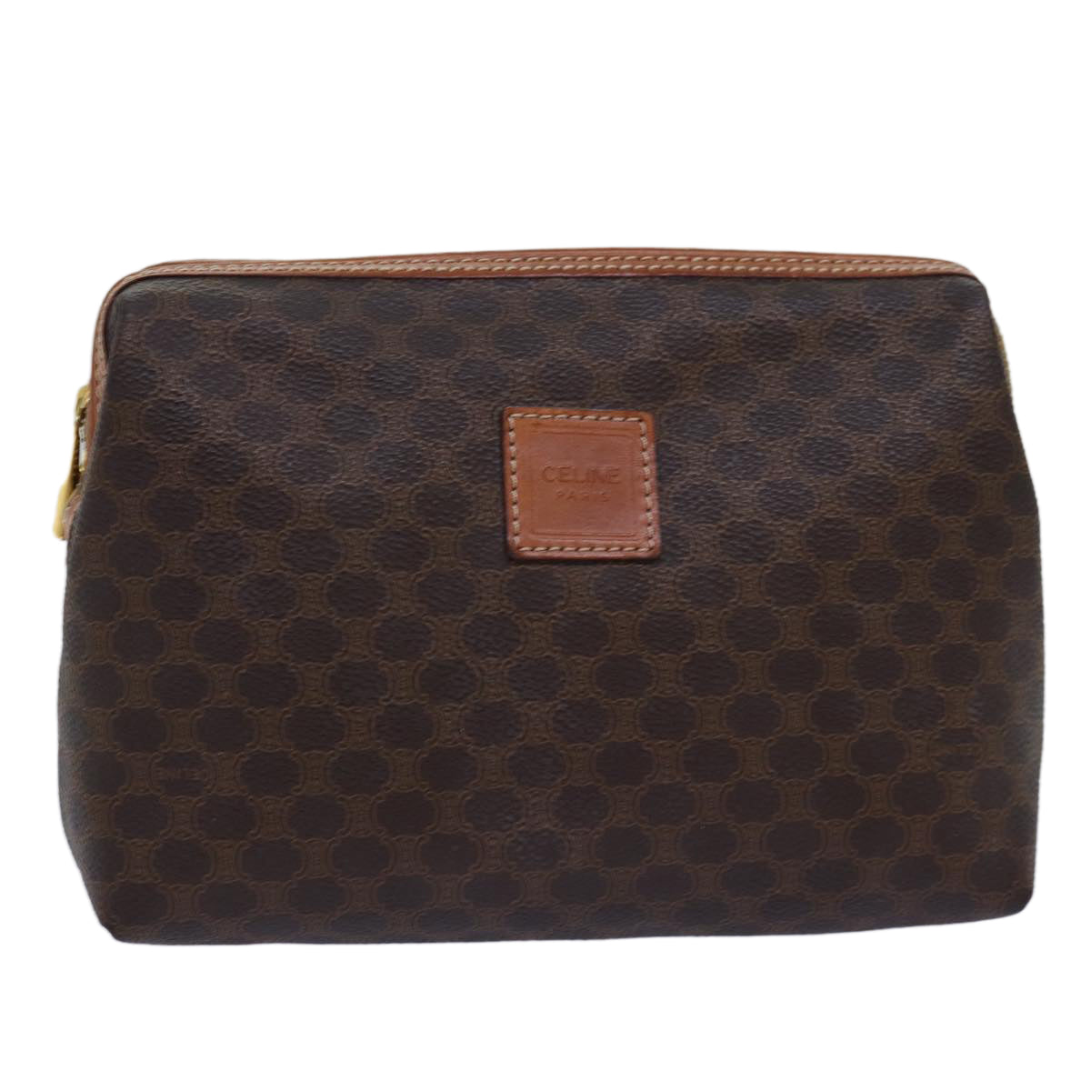 Luxury CELINE Macadam Canvas Pouch PVC Brown 12828