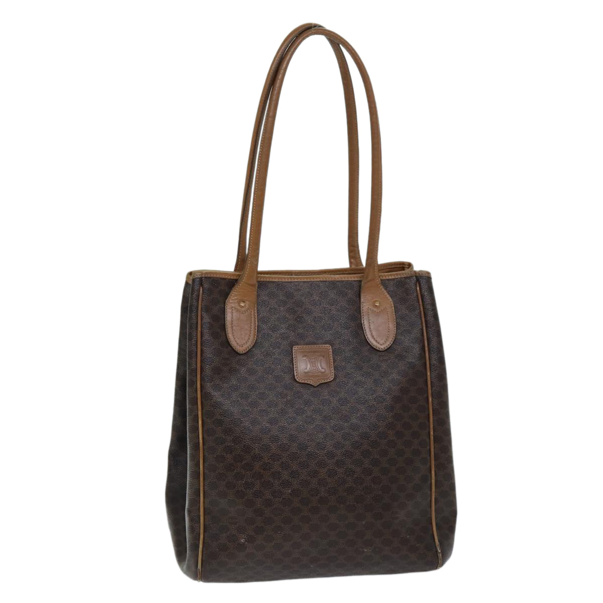 Luxury CELINE Macadam Canvas Shoulder Bag PVC Leather Brown 13031