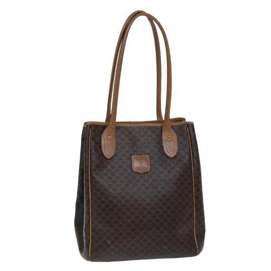 Luxury CELINE Macadam Canvas Shoulder Bag PVC Leather Brown 13031