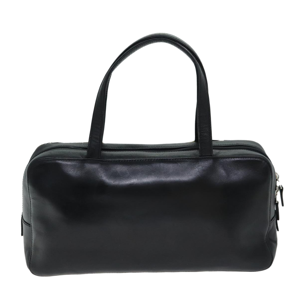Burberry Nova Check Hand Bag Leather Canvas Black Beige Auth yk13164