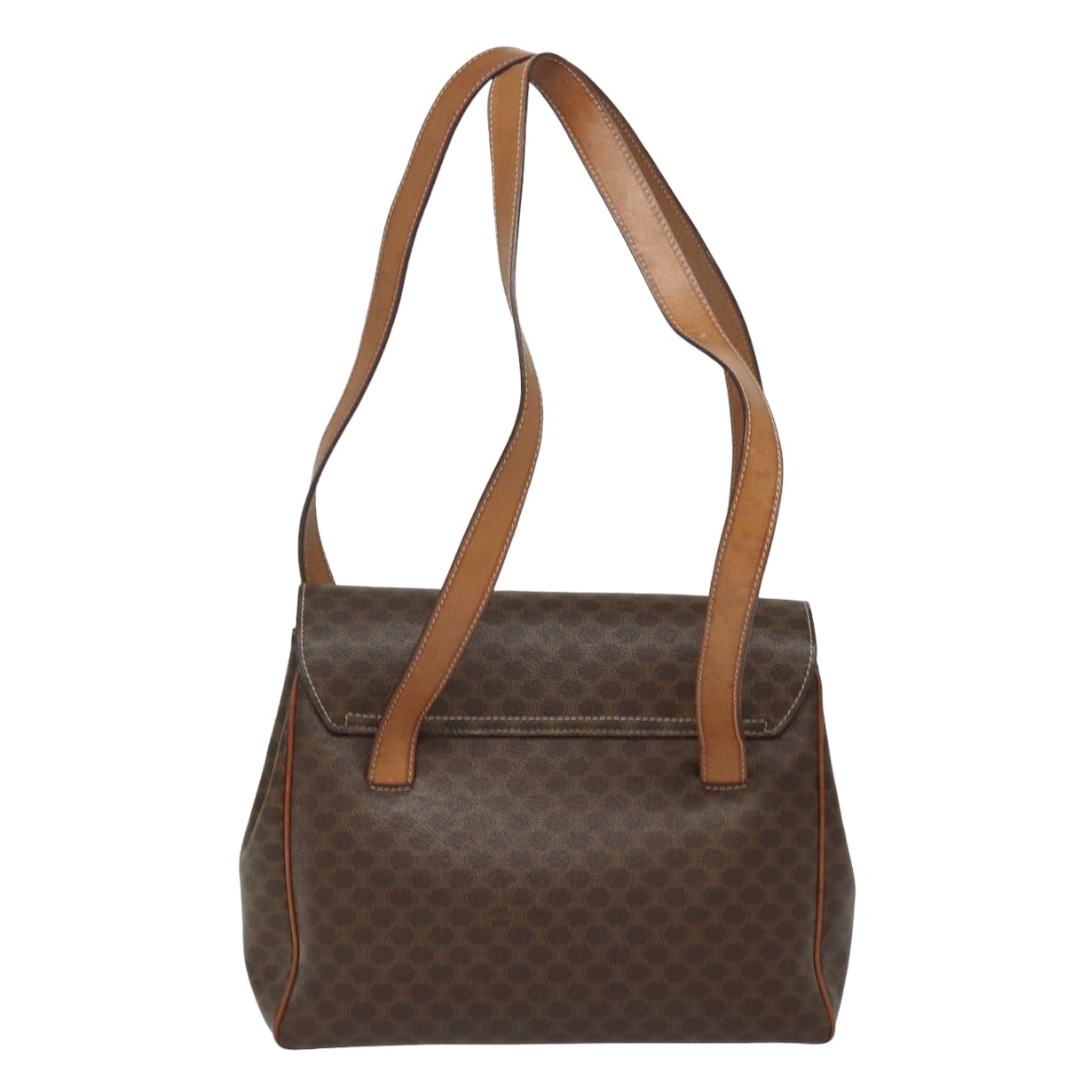 Luxury CELINE Macadam Canvas Shoulder Bag PVC Leather Brown 13171