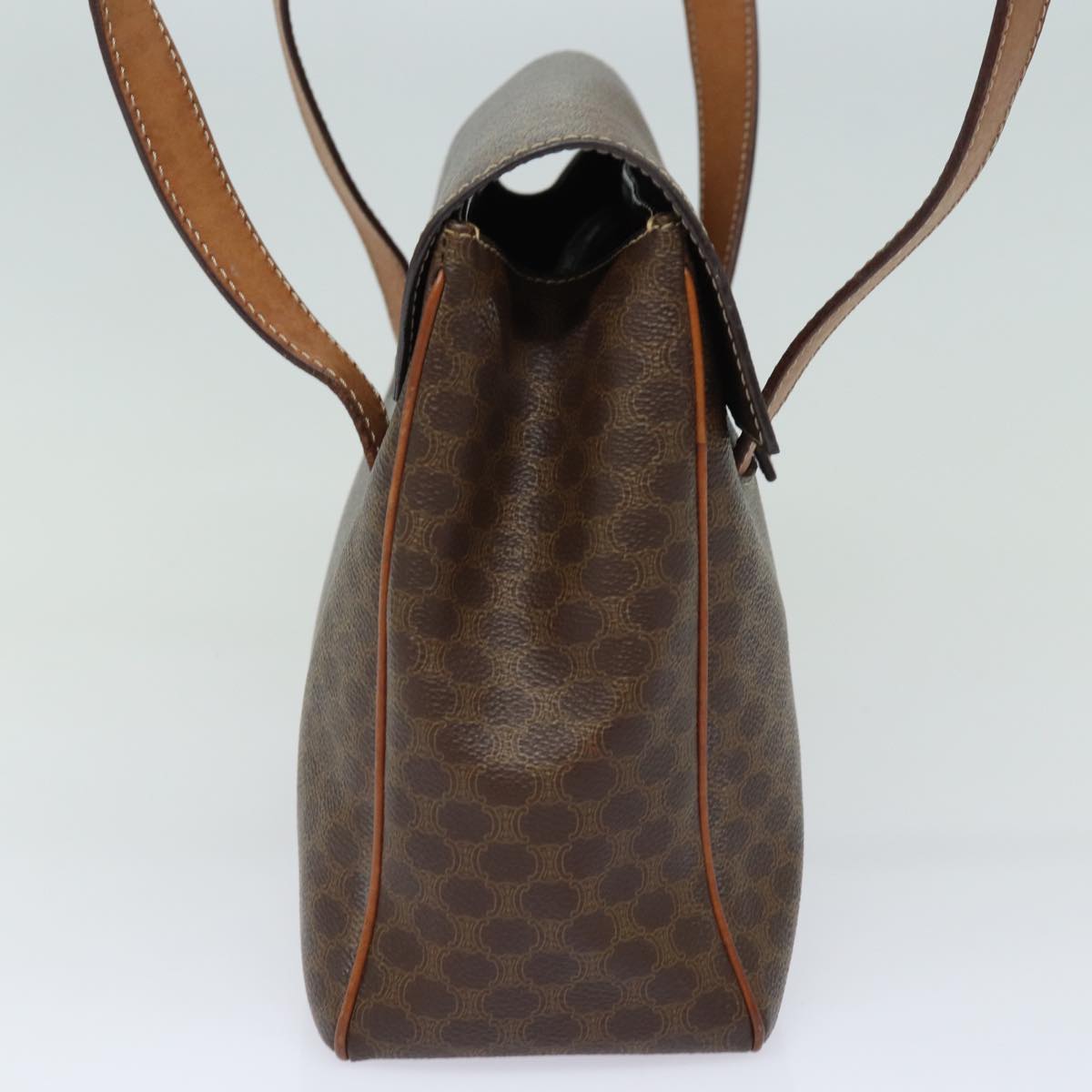 Luxury CELINE Macadam Canvas Shoulder Bag PVC Leather Brown 13171