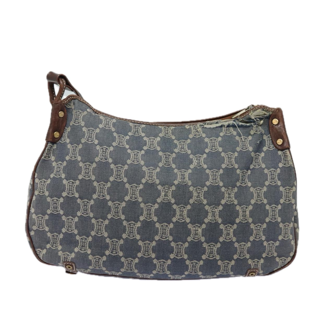 Luxury CELINE Denim Paris Macadam Shoulder Bag Blue 13201