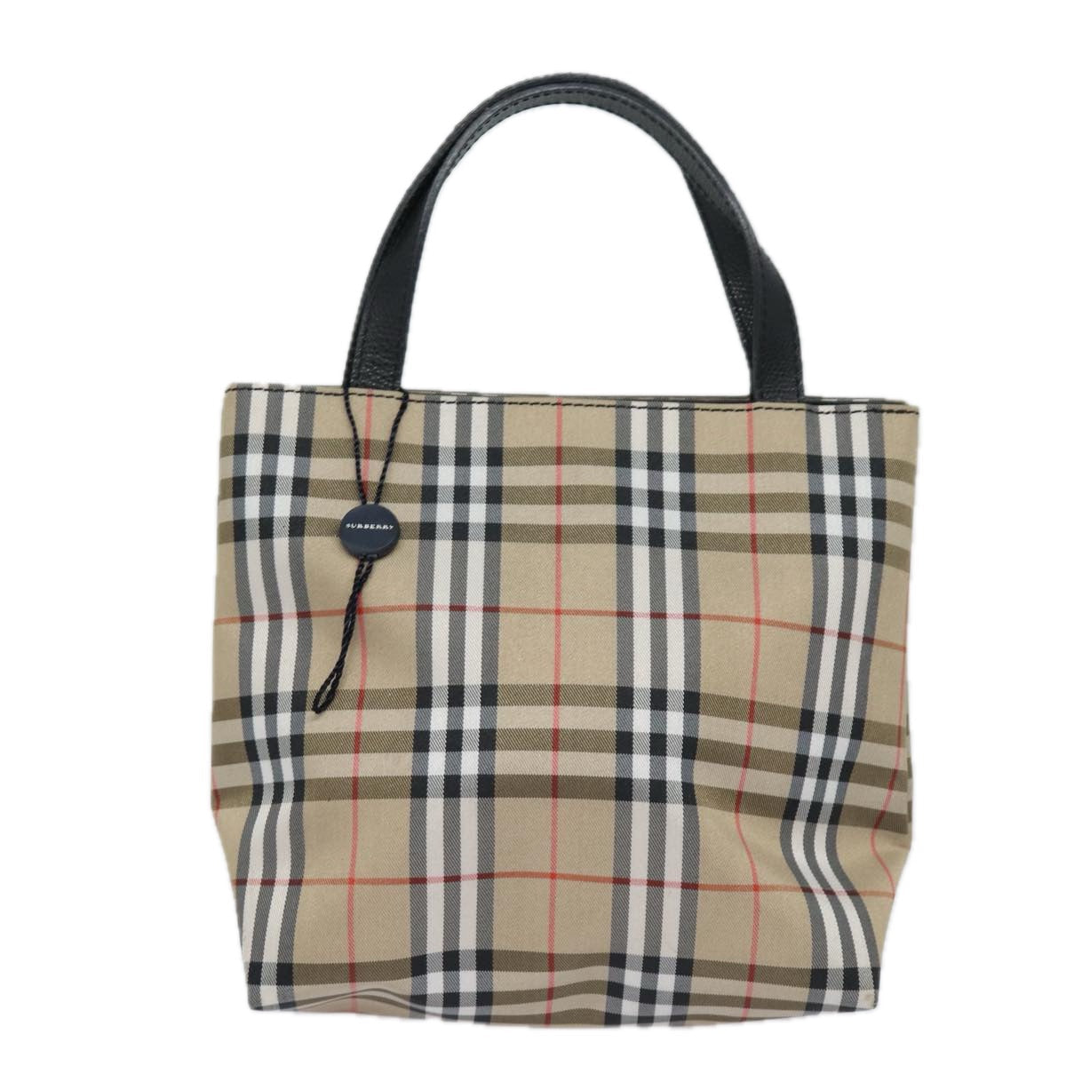 Burberry Nova Check Hand Bag Canvas Beige Auth yk13568