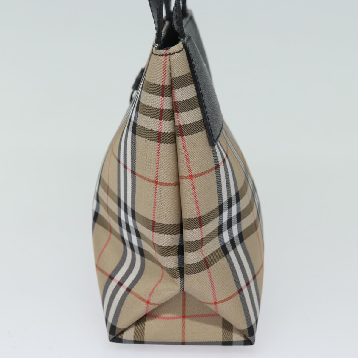 Burberry Nova Check Hand Bag Canvas Beige Auth yk13568