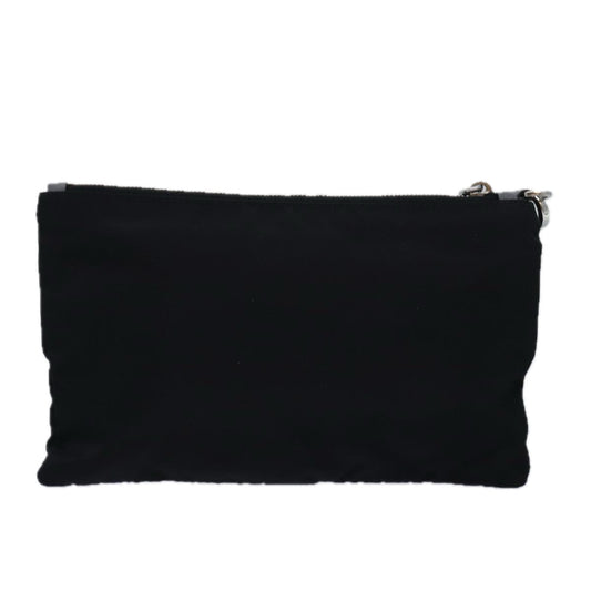 PRADA Clutch Bag Nylon Black Blue Auth