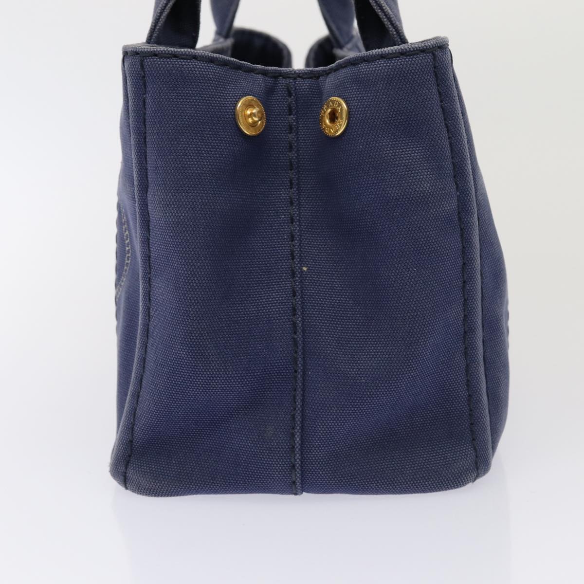 PRADA Canapa PM Hand Bag Canvas Navy Auth