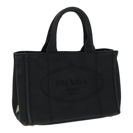 PRADA Canapa PM Hand Bag Canvas Black Auth