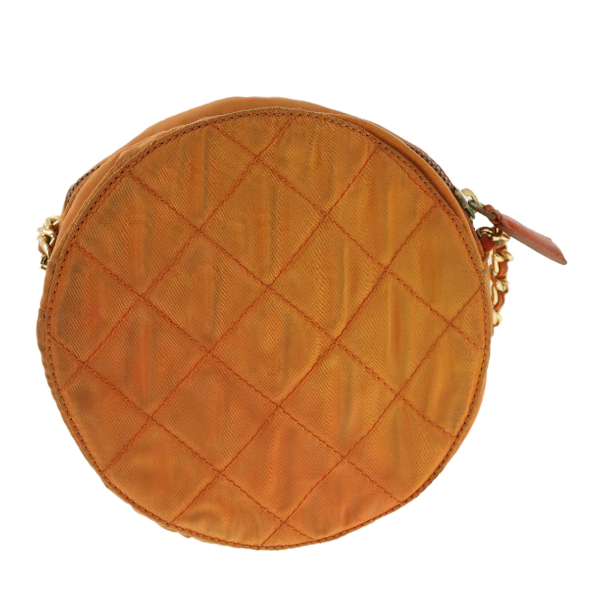 Prada Quilted Chain Shoulder Bag Nylon Orange