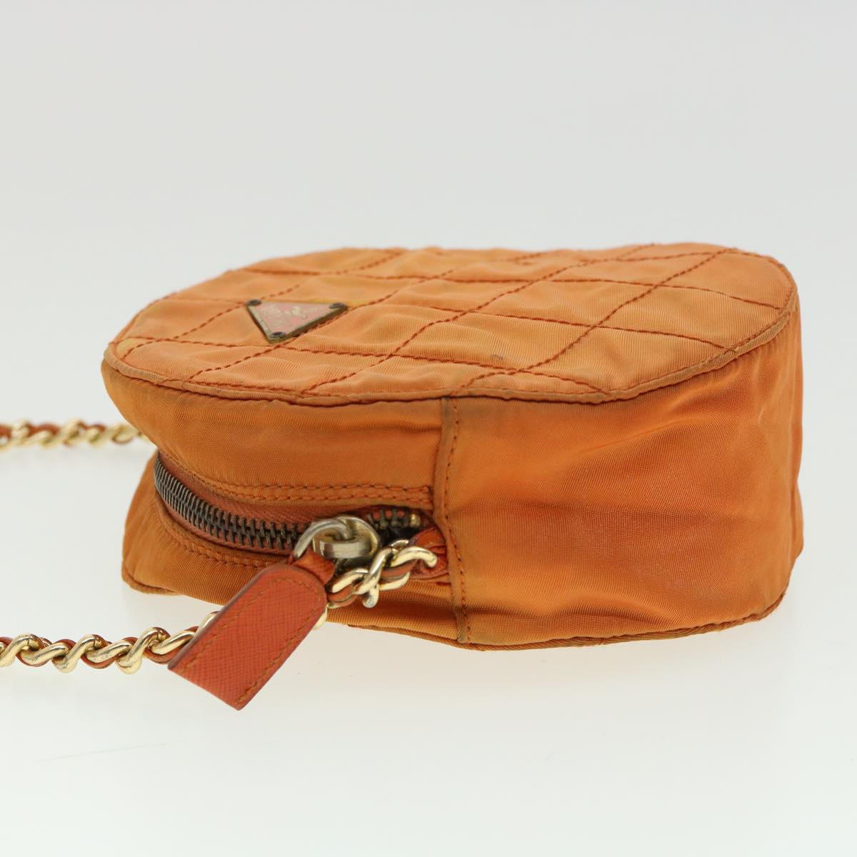 Prada Quilted Chain Shoulder Bag Nylon Orange