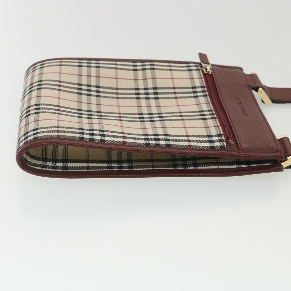 BURBERRY Nova Check Shoulder Bag Canvas Beige Wine Red black Auth yk5688