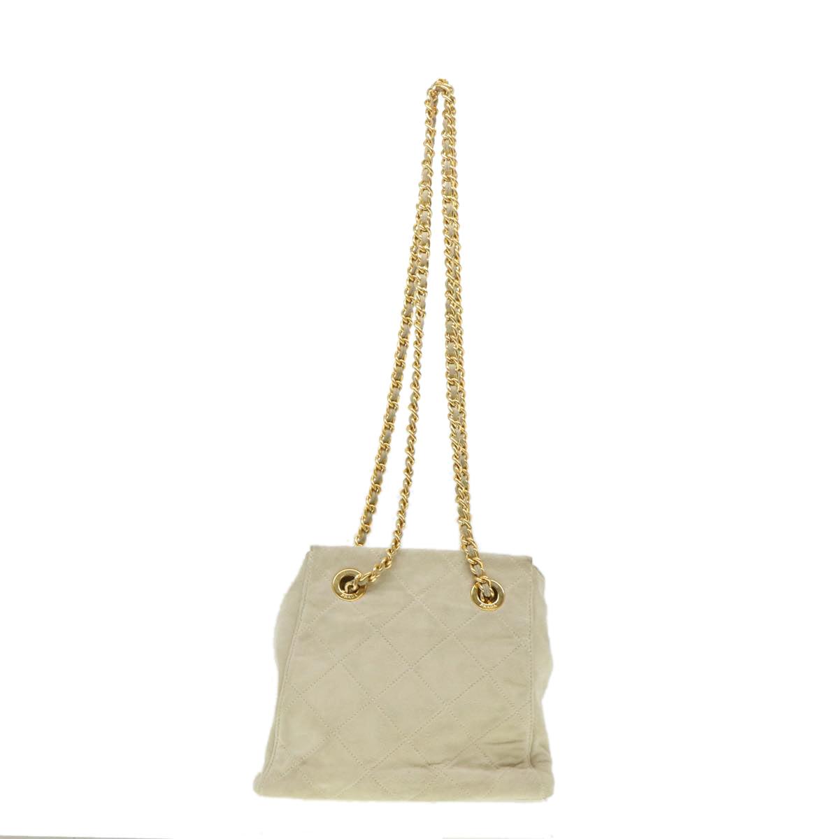 Prada Quilted Chain Shoulder Bag Suede Gray