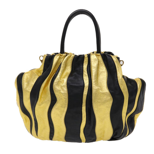 Prada Hand Bag Nylon 2way Gold Tone