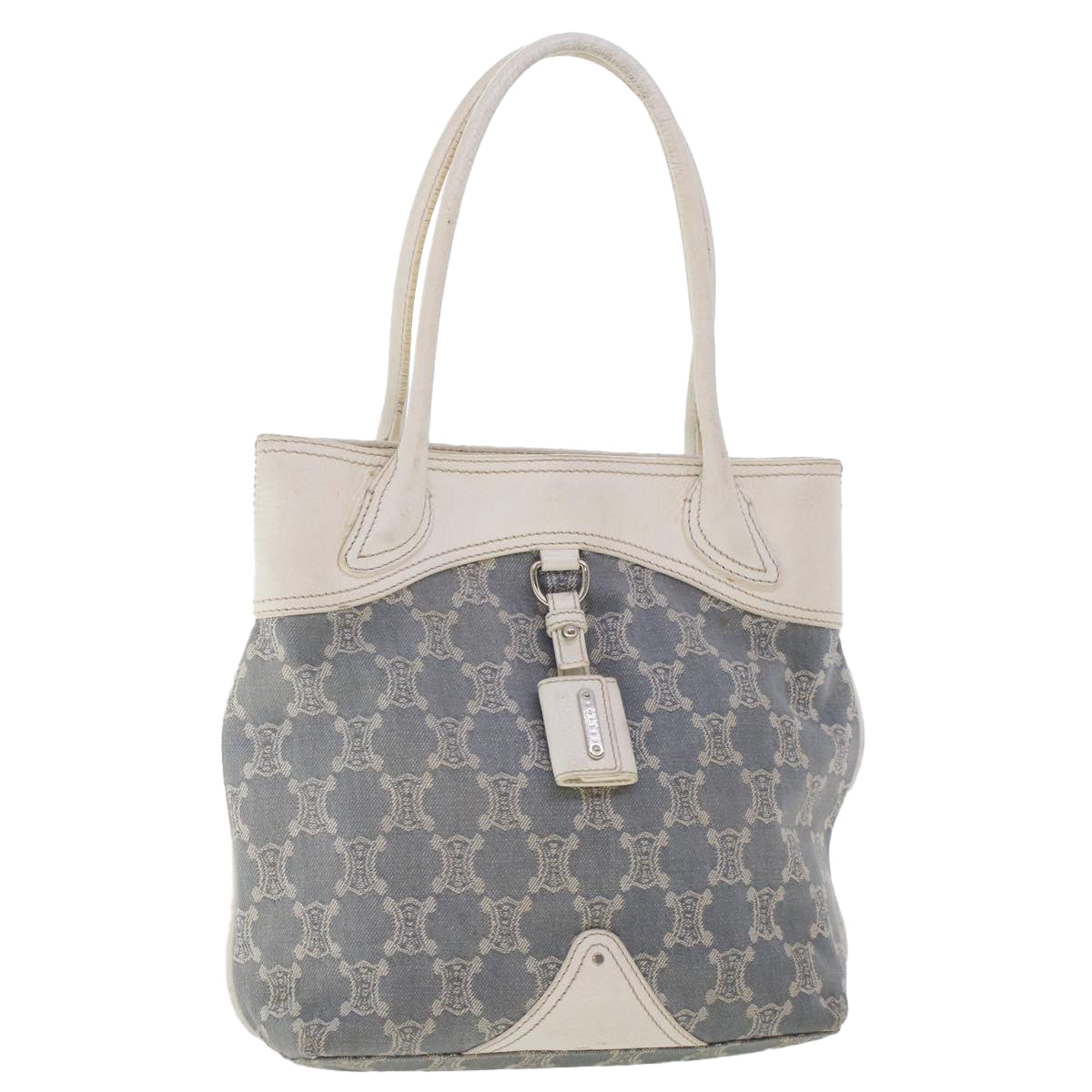 Luxury CELINE Paris Macadam Canvas Tote Bag Blue 7968