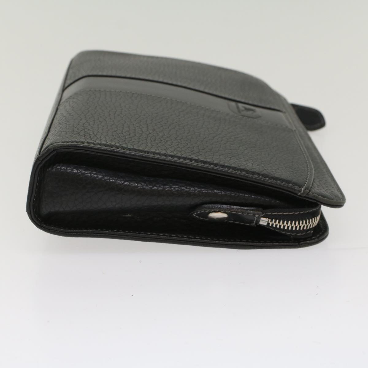 Burberry Clutch Bag Leather Black Auth yk8023