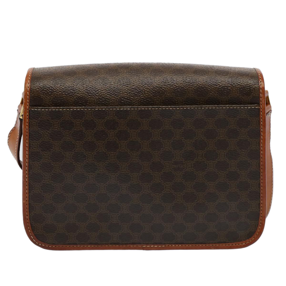 Luxury CELINE Macadam Canvas Shoulder Bag PVC Leather Brown 8696