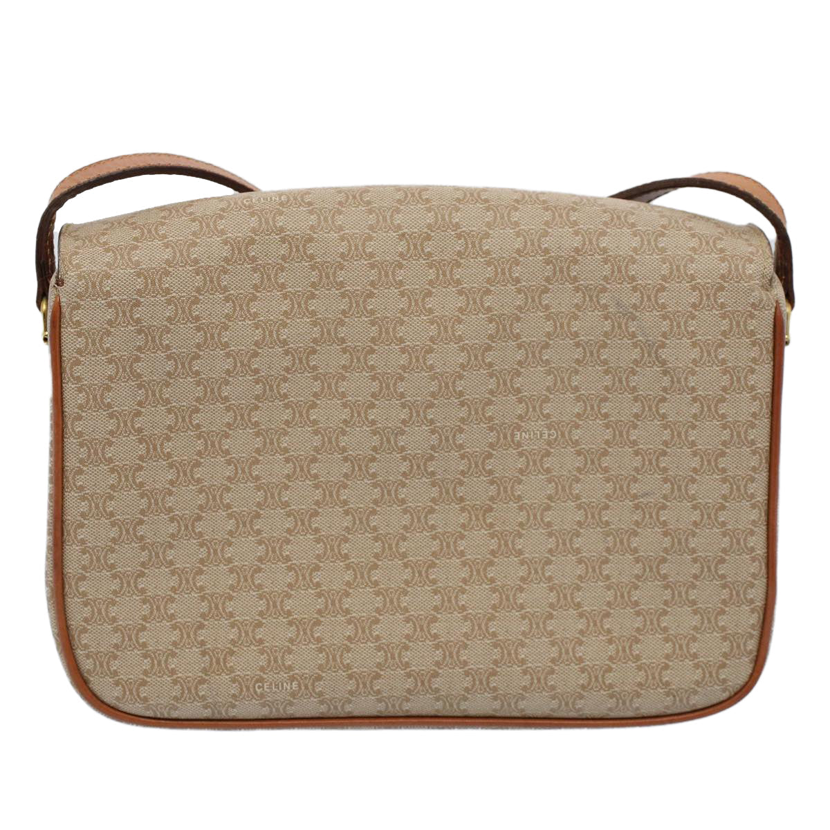 Luxury CELINE Macadam Canvas Shoulder Bag Beige 8964